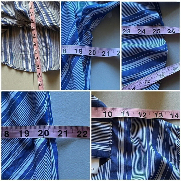 Fourteenth Place Womens Blue Wrap Surplice Tunic Blouse M boho nautical preppy - Picture 5 of 10